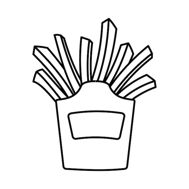 Simple linear icon black and white Fast food Deep fried french fries from a restaurant cut