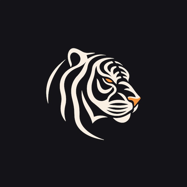 Vector simple linear wavy logo minimalistic of a demure tiger