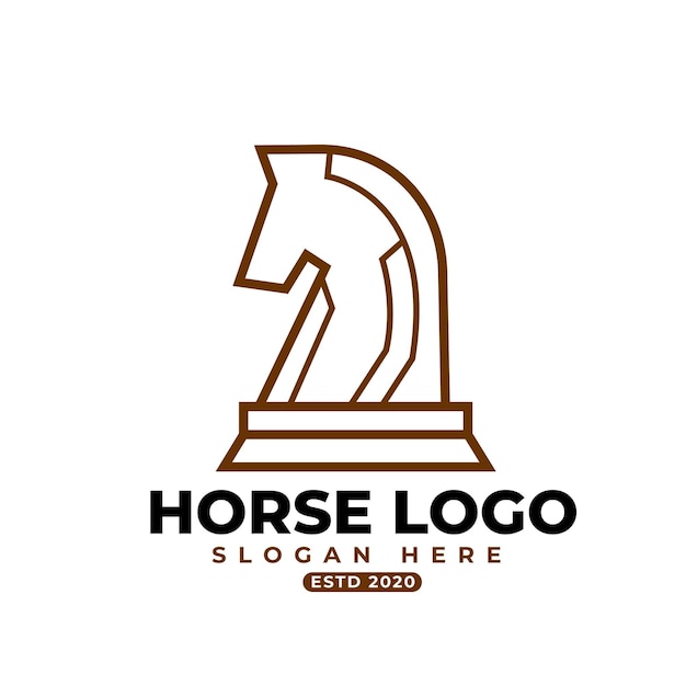 Semplice lineart vettore di illustrazione del modello del logo del cavallo