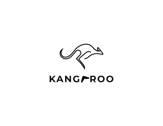 Vettore modello di progettazione del logo kangaroo lineart semplice