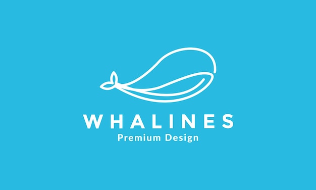 Simple lines art animal fish whale logo vector symbol icon design illustration