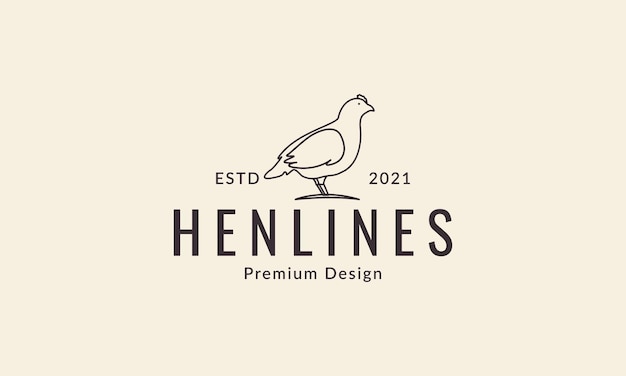 Vector simple lines art hen logo design vector icon symbol illustration