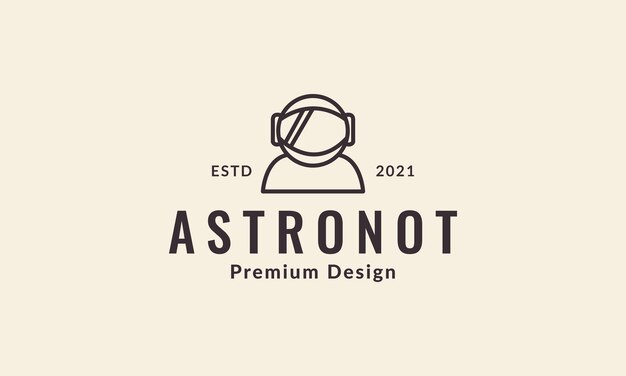 Дизайн иконки векторного символа логотипа астронота с простыми линиями
