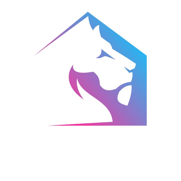 Simple lion and house head logo