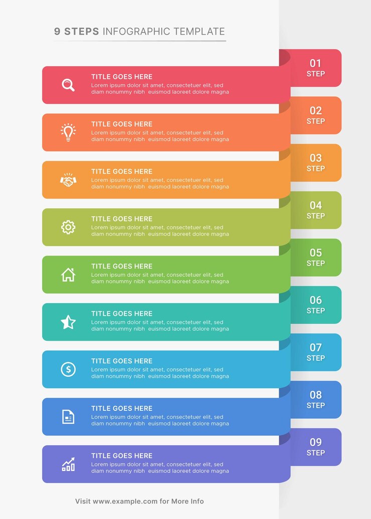 Vector simple list business infographic design template with 9 items