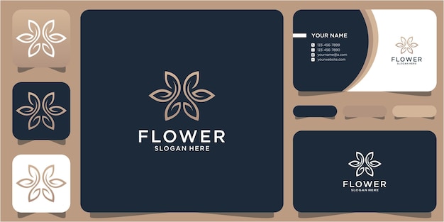 Semplice logo design fiore sei foglie laterali