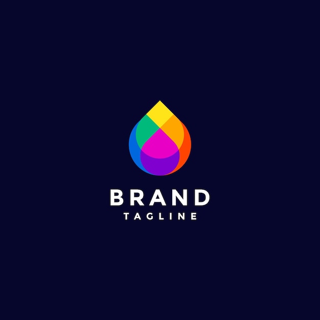 Simple logo design three water drops in one colorful droplet. Colorful Water Drops Logo Design.
