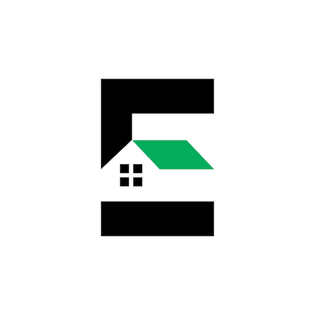 Simple logo initial E with roof and home windows vector eps design