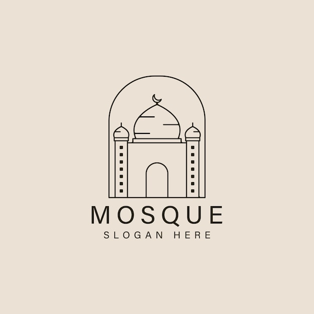 A simple logo for a mosque that has a dome on it.