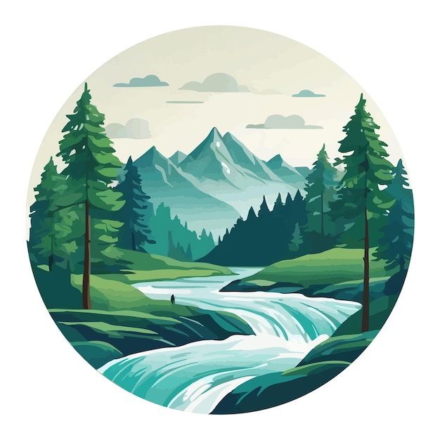 simple logo natural mountains and rivers