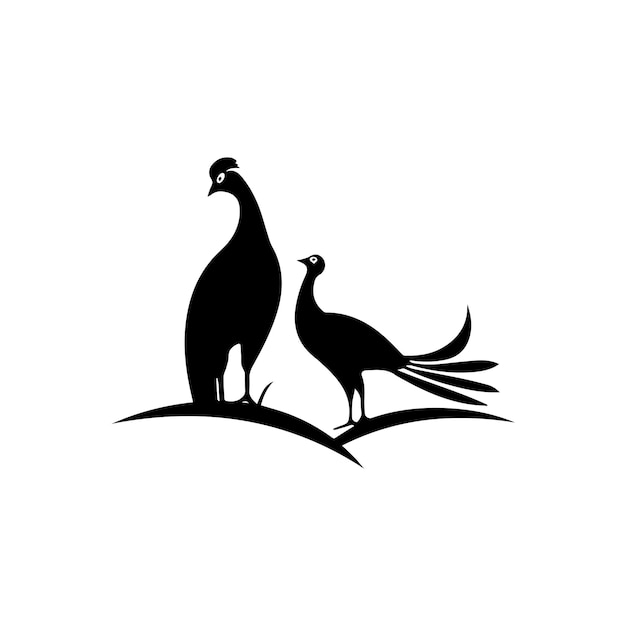 Vector simple logo a pair of pheasants in the wild