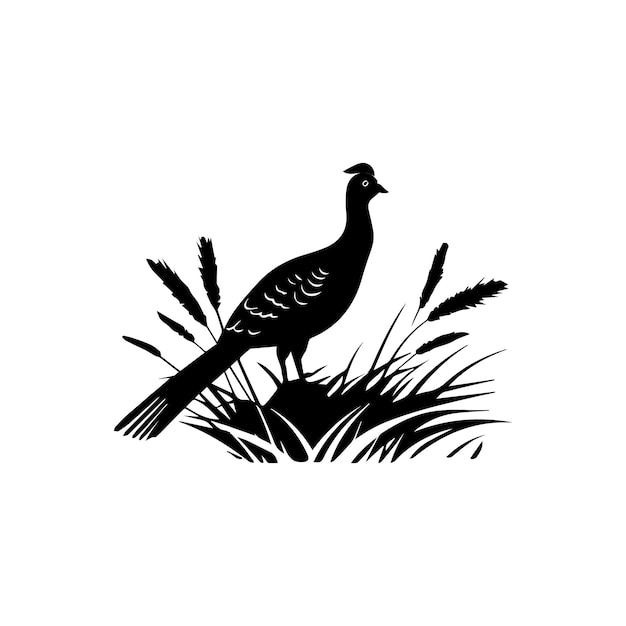 Vector simple logo a pair of pheasants in the wild