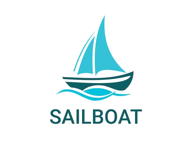 Simple logo with boat ship at sea waves Cruise ship logo Ocean transportation vacation travel