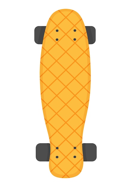 A simple longboard with a stylish chalkboard pattern. Flat doodle clipart. All objects are repainted