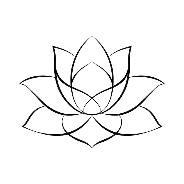 simple lotus flower line drawing outline isolated in white background lotus blossom symbol icon logo