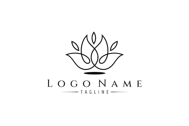 Simple lotus flower logo with linear design concept