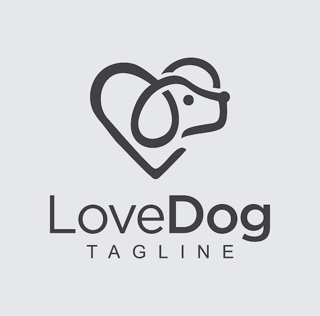Vector simple love dog logo design