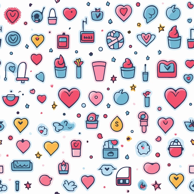 Modello senza cuciture di doodle disegnato a mano semplice amore