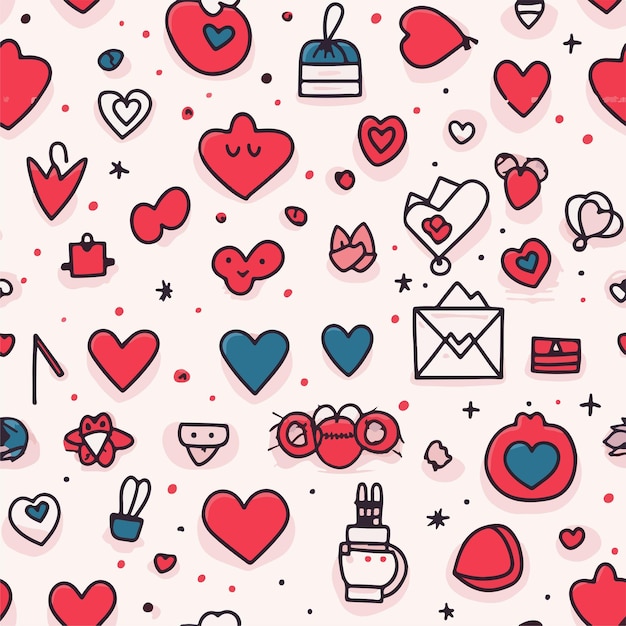 Modello senza cuciture di doodle disegnato a mano semplice amore