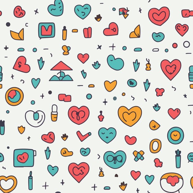 Modello senza cuciture di doodle disegnato a mano semplice amore