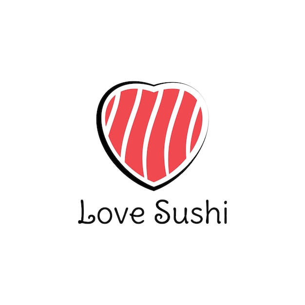 Simple love sushi logo design