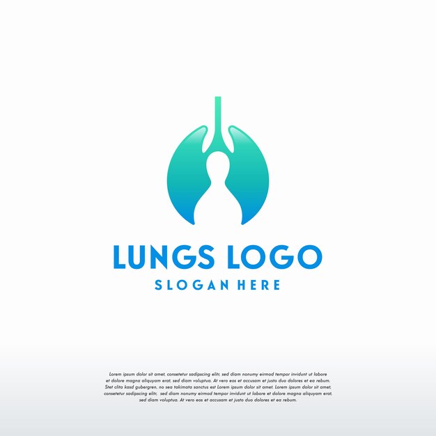 Vettore modello logo simple lungs, modello health lungs, icona simbolo logo