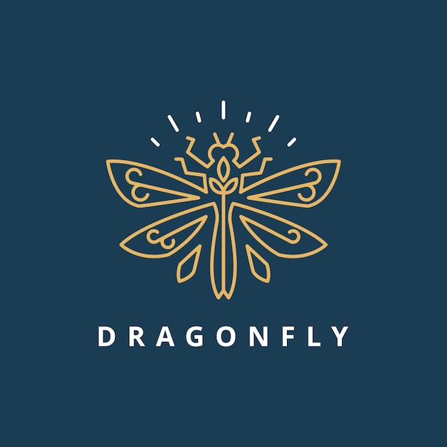 Simple luxury dragonfly logo template