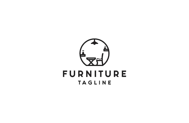 Vector simple luxury furniture line logo template design