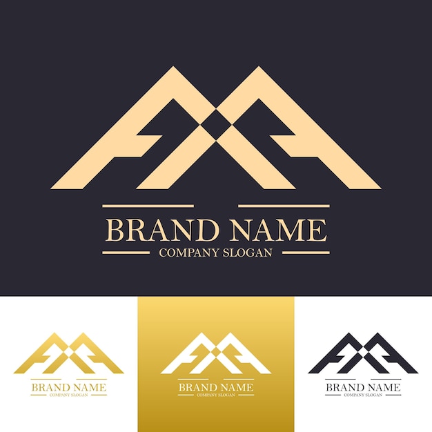 Simple luxury letter AA logo design vector template with golden color and mountain concept