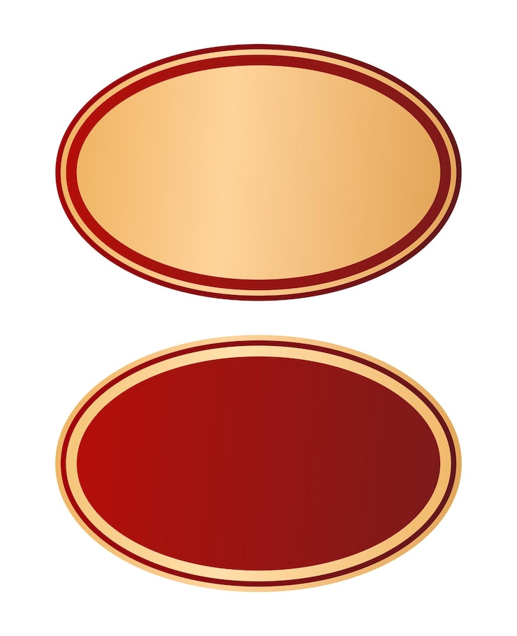 Vector simple luxury red gold oval frame border label badge editable png vector