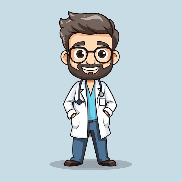 Simple male doctor cartoon vector art illustration