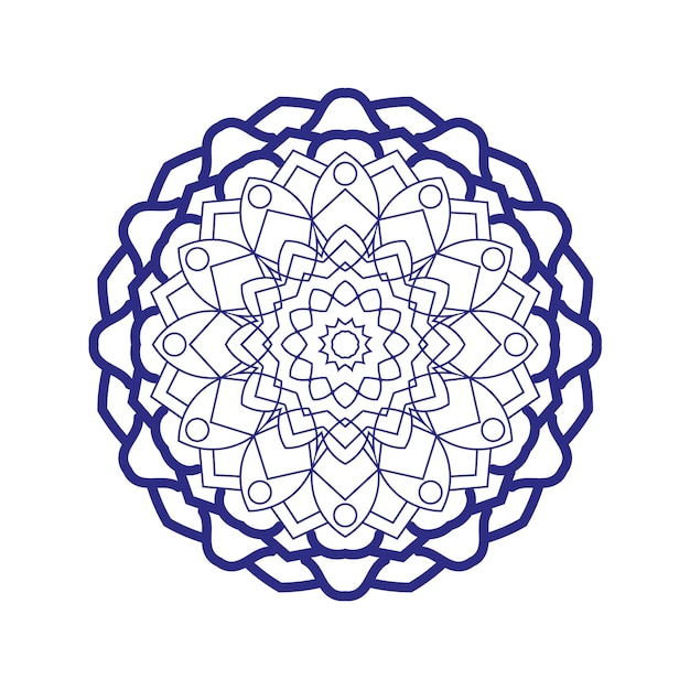 A simple mandala with a blue border.