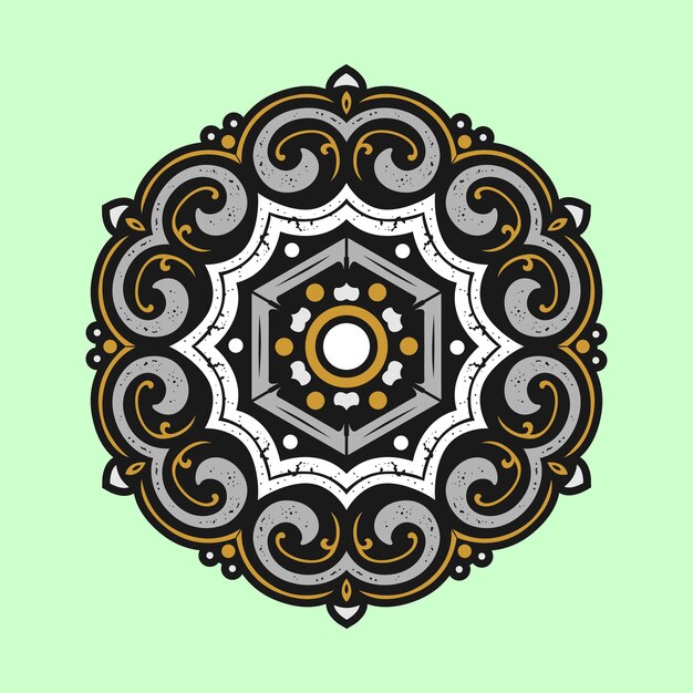 Vettore un semplice mandala con un design oro e marrone.