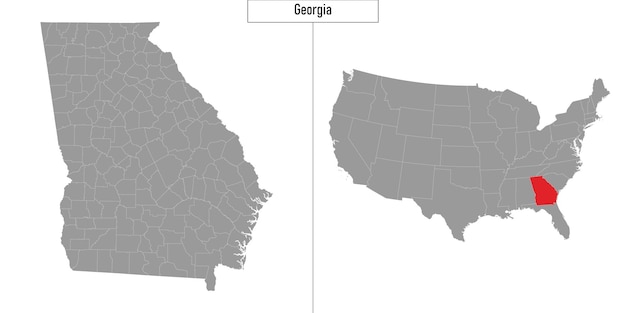 Simple map of Georgia state of United States and location on USA map