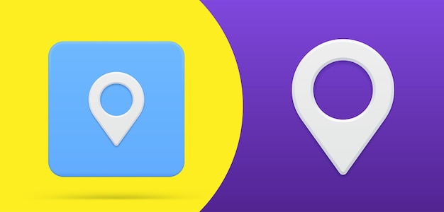 Simple map pin 3d icon button set vector illustration. modern location pointer tag gps marker navigation place for searching position. modern global position system for finding comfy user interface