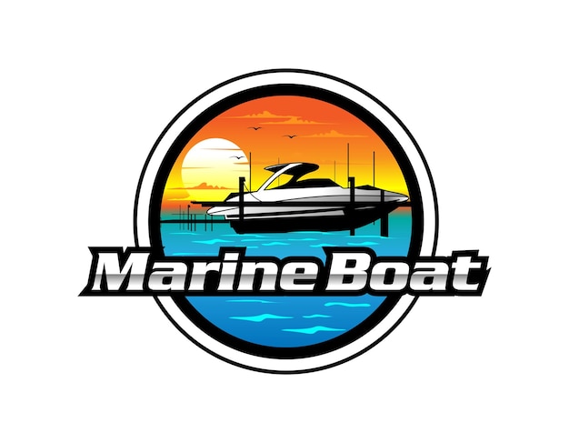 Simple marine boat logo design template