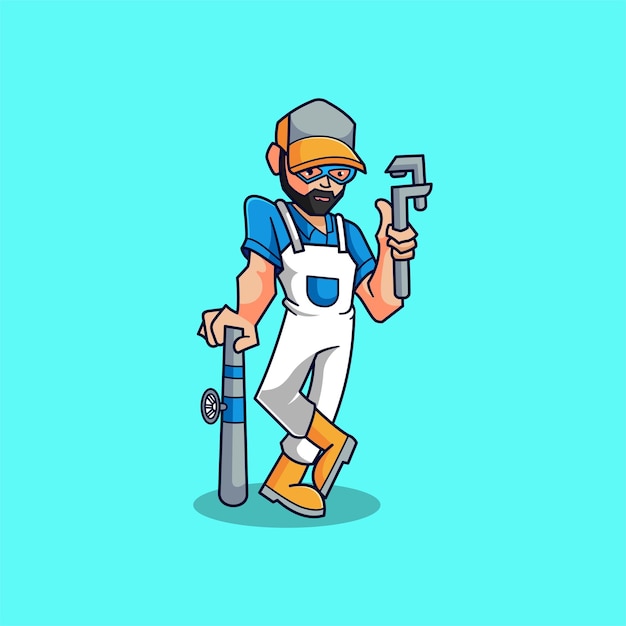 Simple mascot logo plumber character design