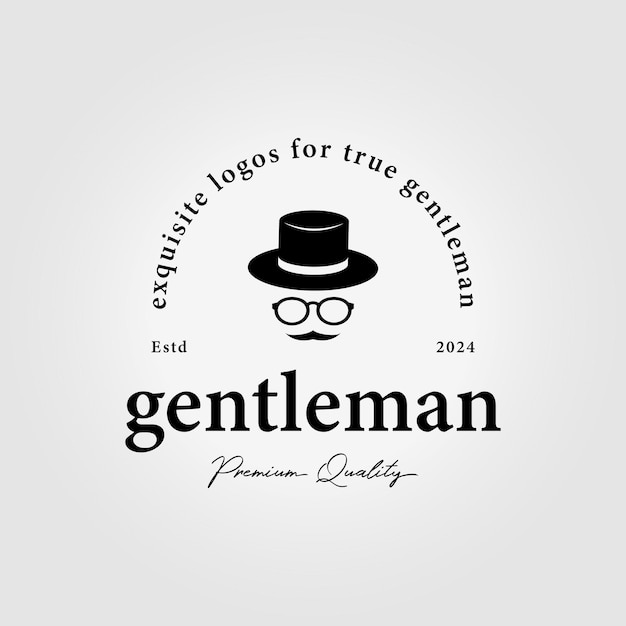 Vector simple men vintage logo icon retro fashion style illustration design vector