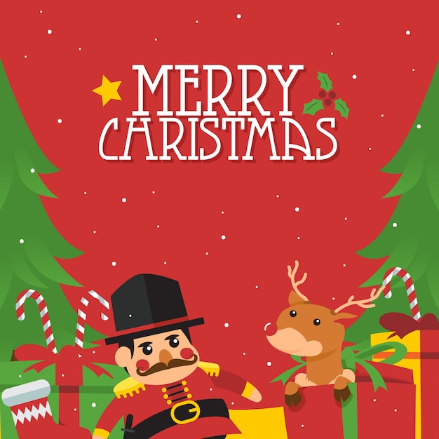 Simple merry Christmas illustration poster concept