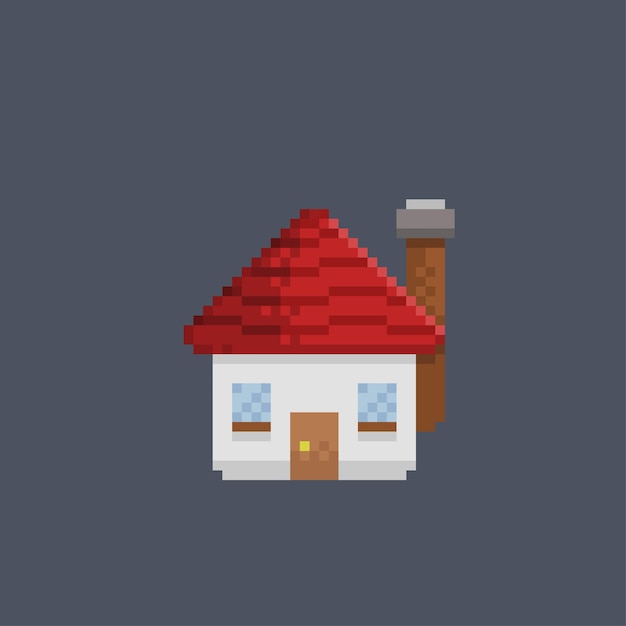 Vector simple mini house in pixel style