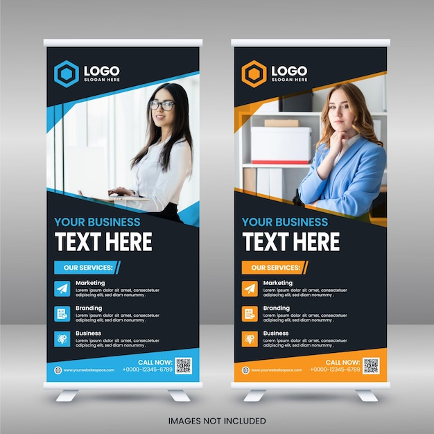 Simple minimal corporate rollup banner template display x banner and pull up banner design