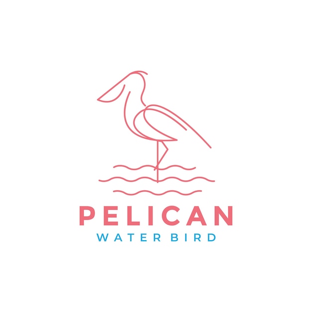 Simple minimal line bird pelican water logo design vector graphic symbol icon illustration creative idea