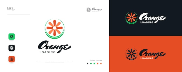 Simple and Minimal Orange Logo Design with Loading Concept Great for Business App Start up Company and Technology Logo