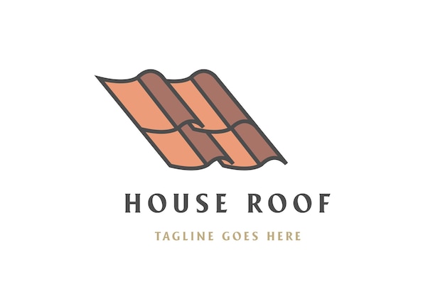 住宅建設のロゴデザインベクトルのためのシンプルなミニマリスト茶色の屋根瓦屋根瓦