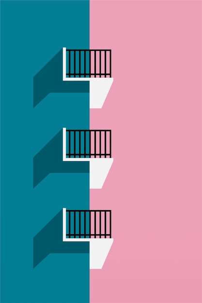 simple minimalist building wall art decoration architecture illustration background architecture building wall art poster