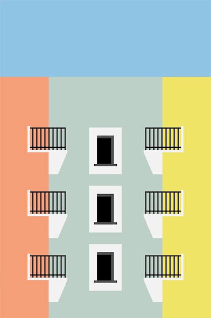 simple minimalist building wall art decoration architecture illustration background architecture building wall art poster