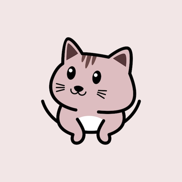 simple minimalist cartoon cute cat logo