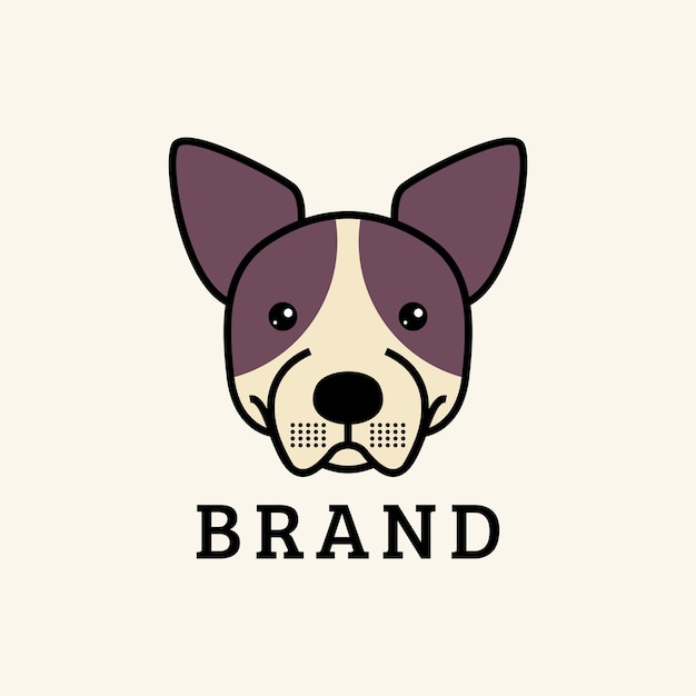 Simple minimalist cartoon cute dog logo