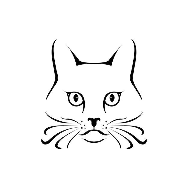 Semplice e minimalista gatto faccia illustrazione disegno vettoriale