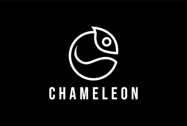 Simple minimalist circular chameleon head for fashion apparel logo design vector